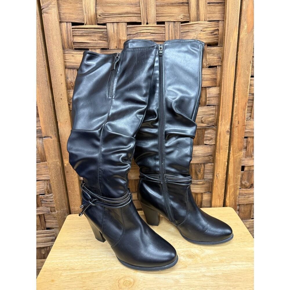 Classic Black Knee-High Heeled Boots